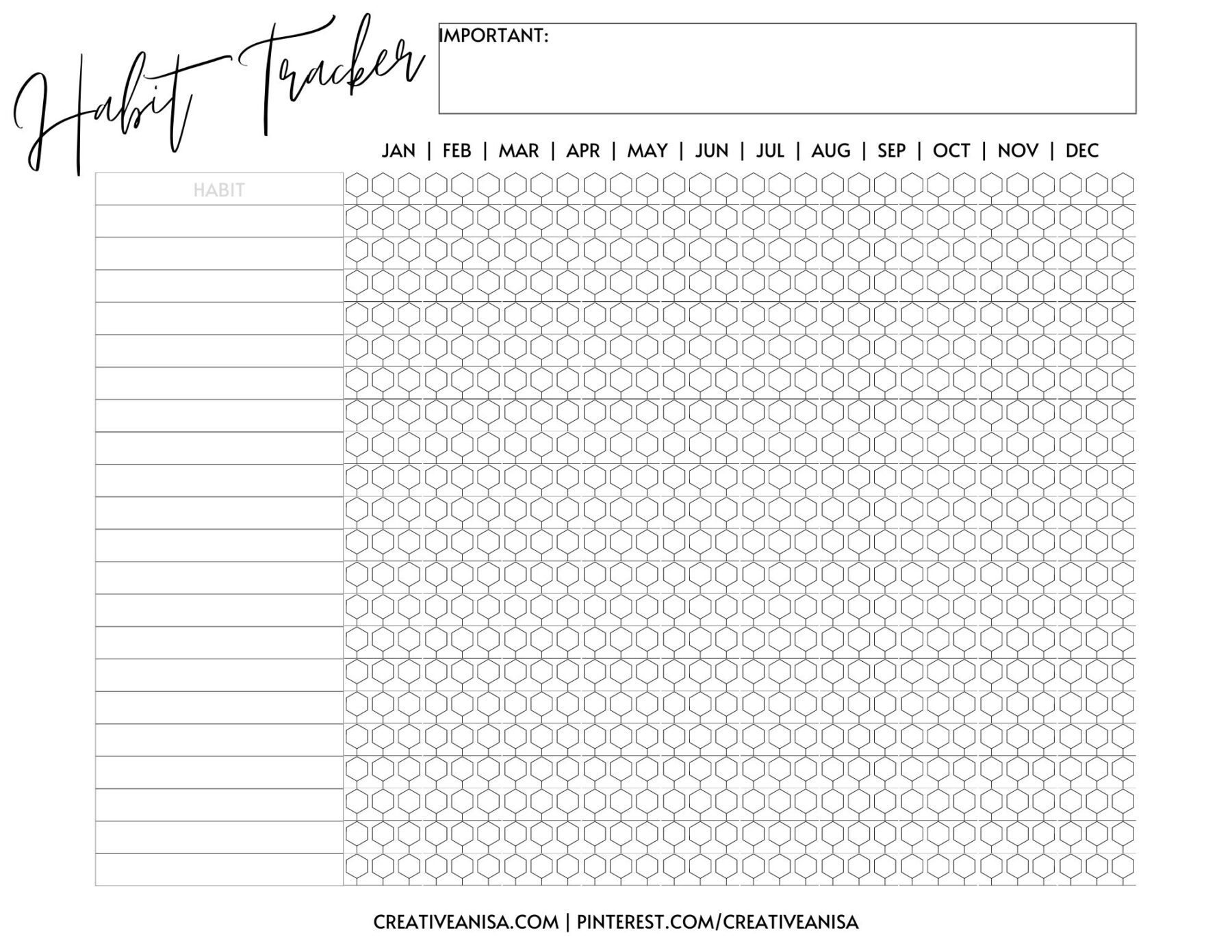 FREE Hexagon Habit Tracker | Creative Anisa